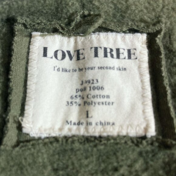 WOMEN'S LOVE TREE HOODED JACKET SWEATER BUTTON UP WOMENS SIZE LARGE FRONT TIE - Picture 3 of 3